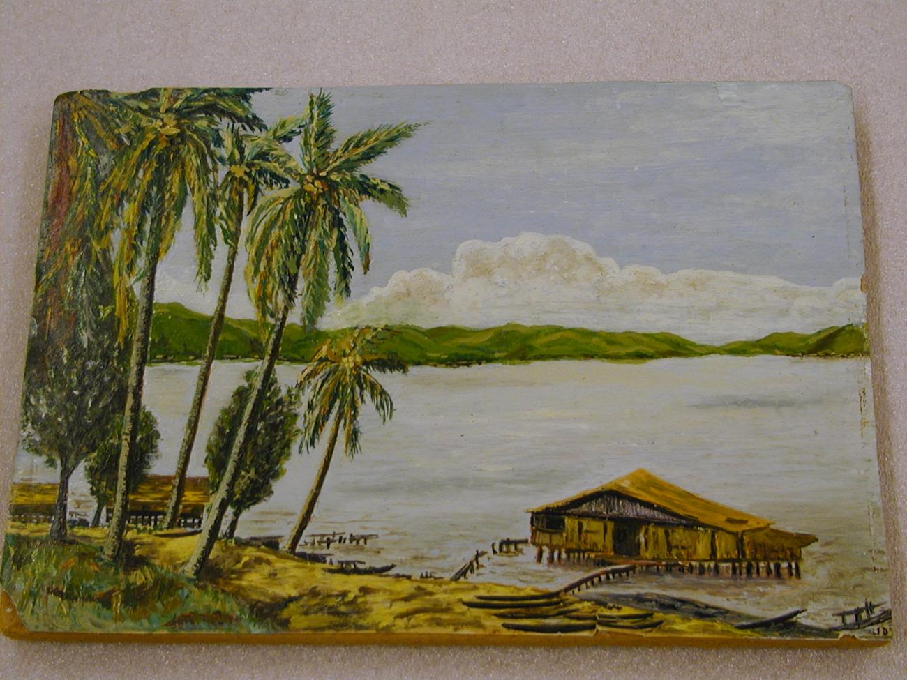 BD/8/10 - 
landscape with palm trees on water
