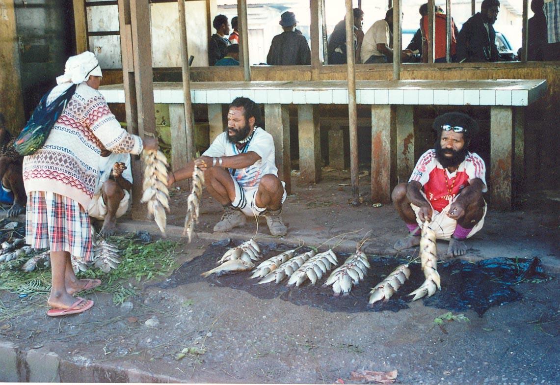 BD/153/21 - 
visverkoop op de markt in Wamena
