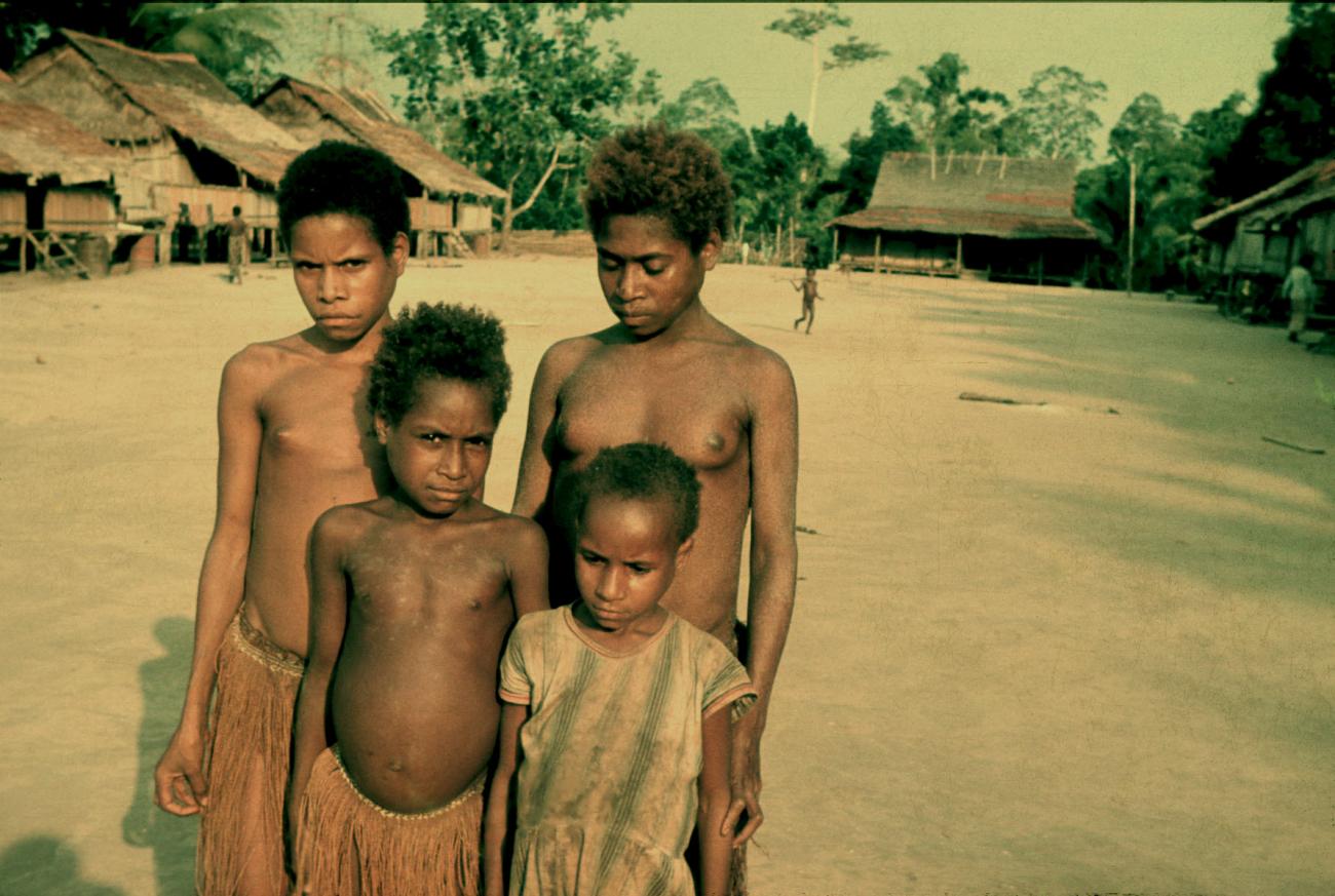 BD/144/213 - 
Groepsfoto jonge papoea-vrouwen. Gespiegeld Dubbel: zie 45
