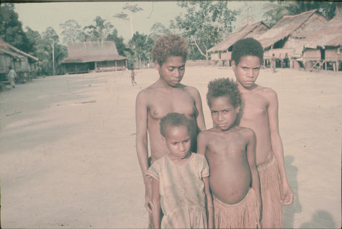 BD/144/45 - 
Groepsfoto jonge papoea-vrouwen. Dubbel: zie 213
