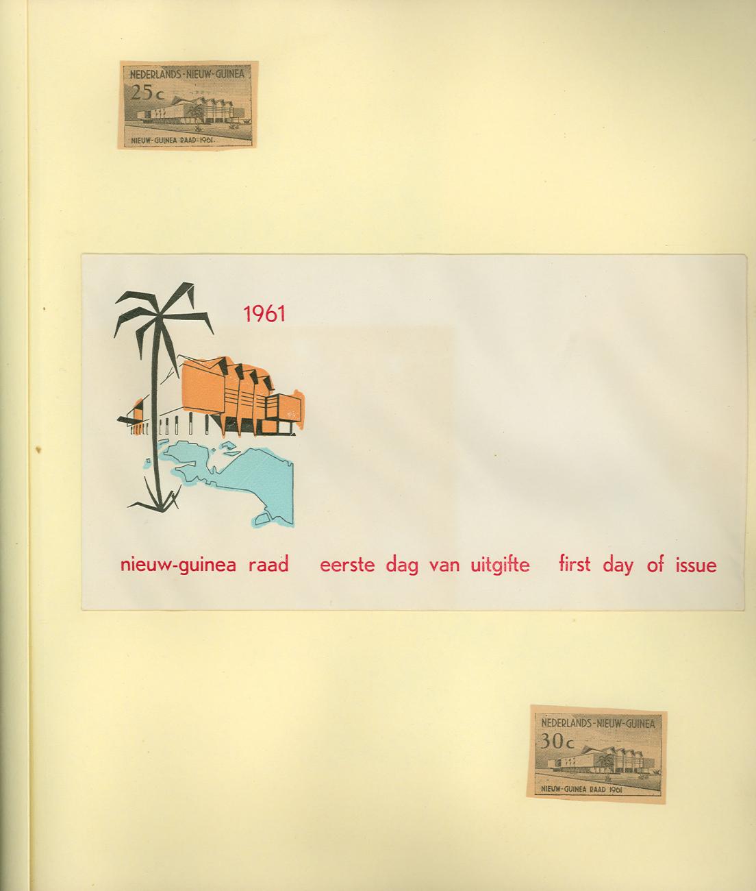 BD/83/27 - 
Eerstedag postzegels en envelop ter gelegenheid van de Nieuw-Guinea Raad 1961
