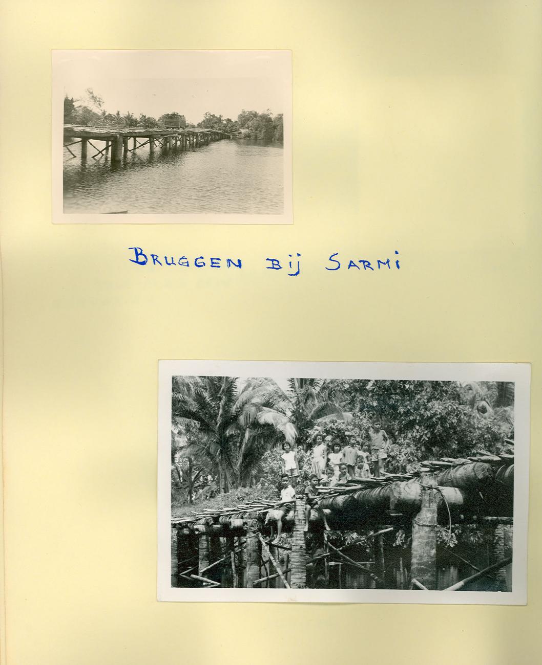 BD/83/54 - 
Bridges at Sarmi with car and children
