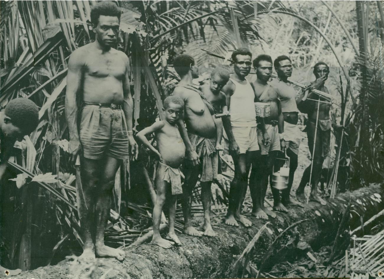BD/40/95 - 
Rij Papoea&#039;s van verschillende leeftijd
