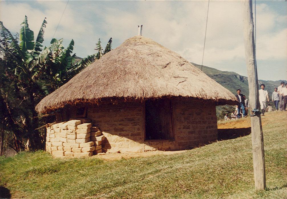 BD/269/210 - 
Gemetselde hut met rieten dak
