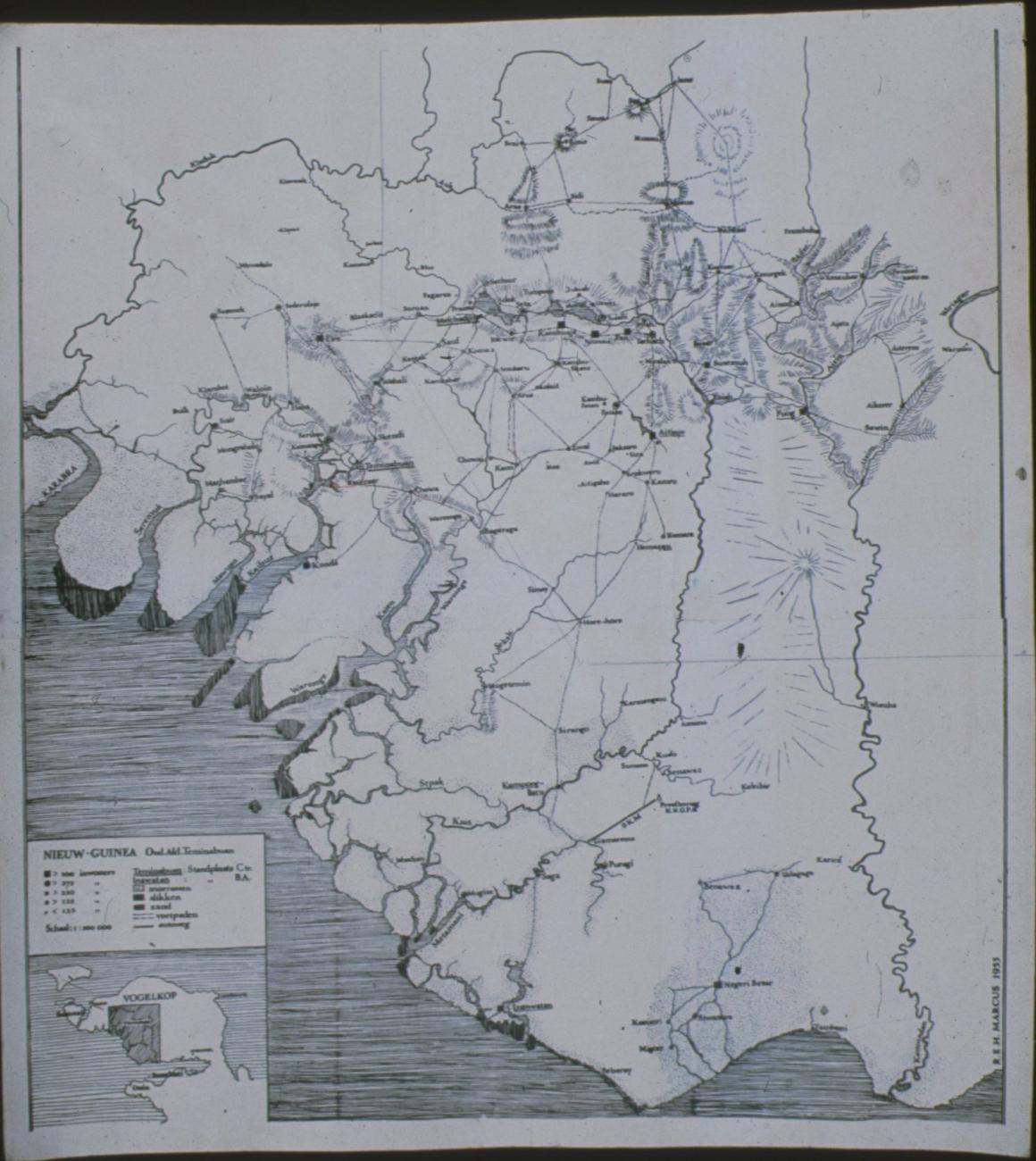 BD/309/206 - 
Kaart van de zuid-westkust van de Vogelkop, onderafdeling Teminabuan
